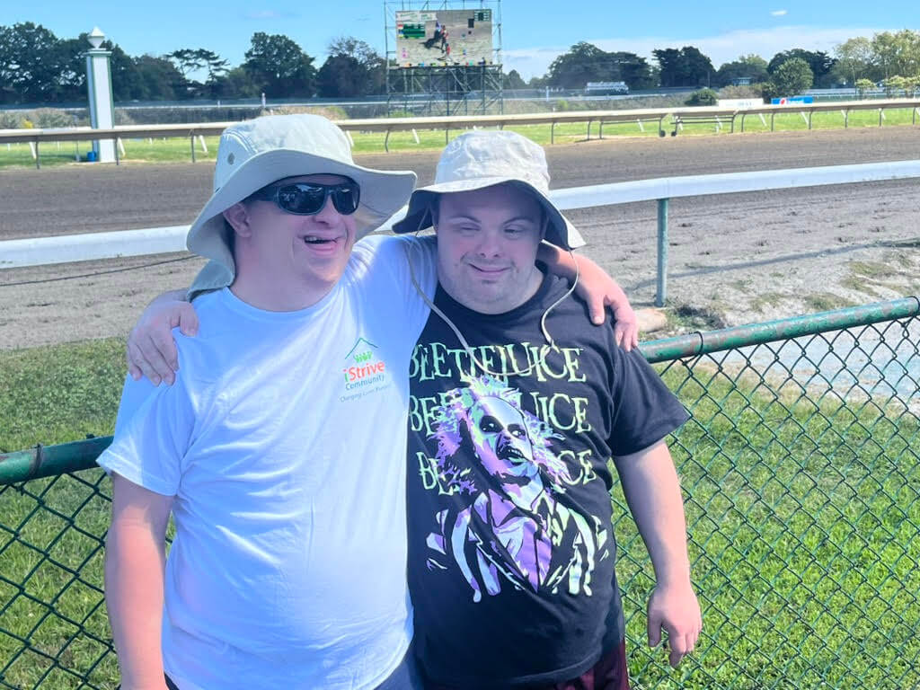 People with special needs at the iStrive Community's "racetrack" event.