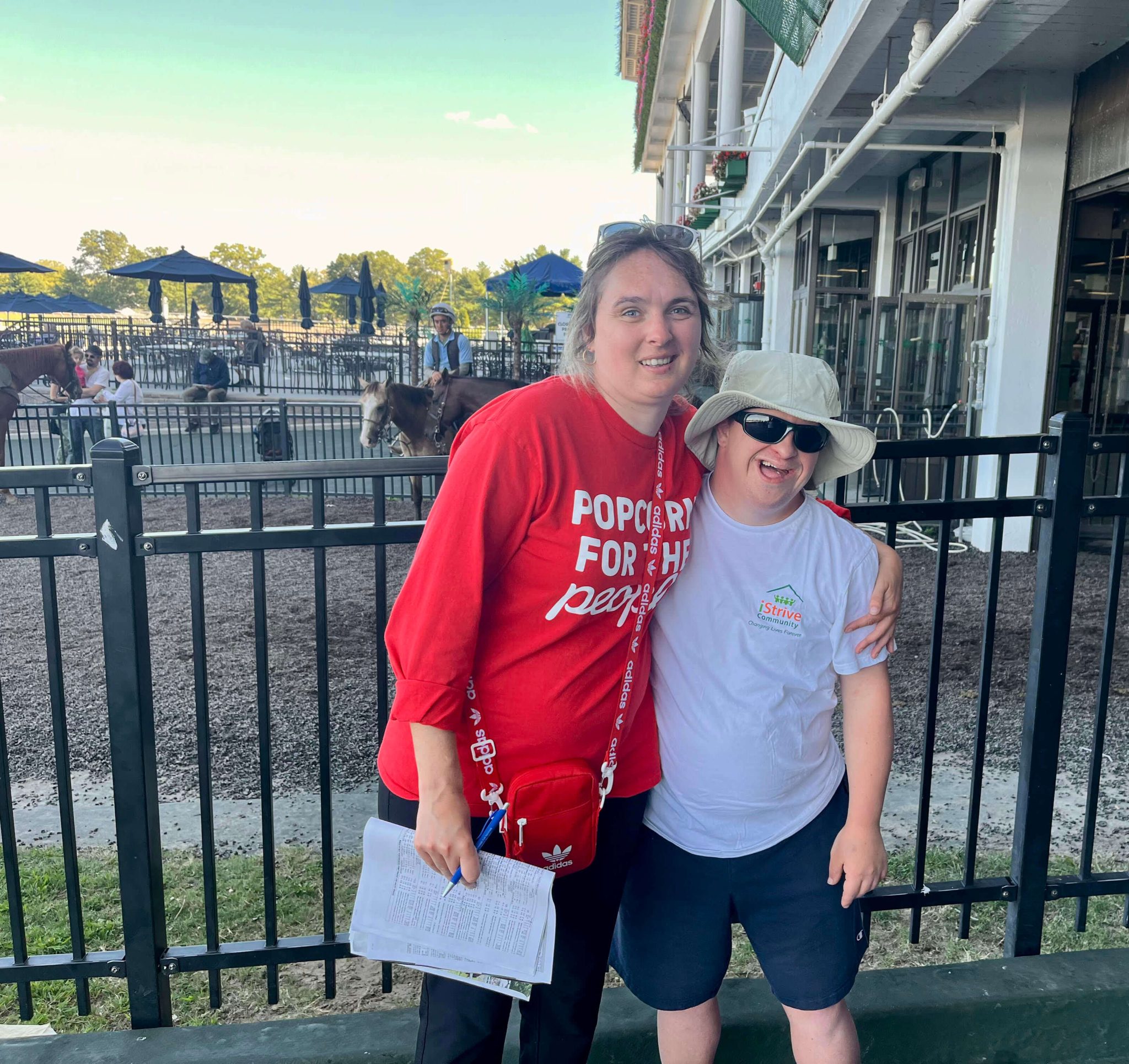 People with special needs at the iStrive Community's "racetrack" event.