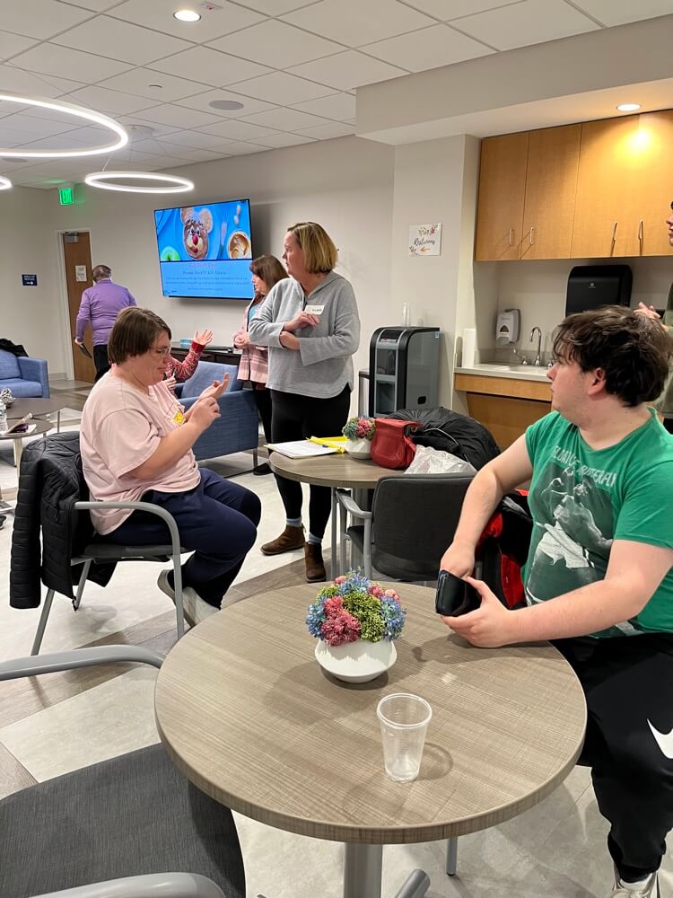 People with special needs at the iStrive Community's "Healthy Eating" event.