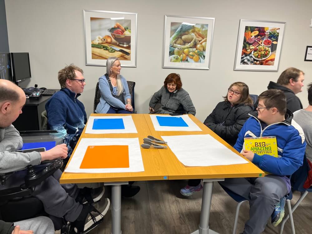 People with special needs at the iStrive Community's "Healthy Eating" event.