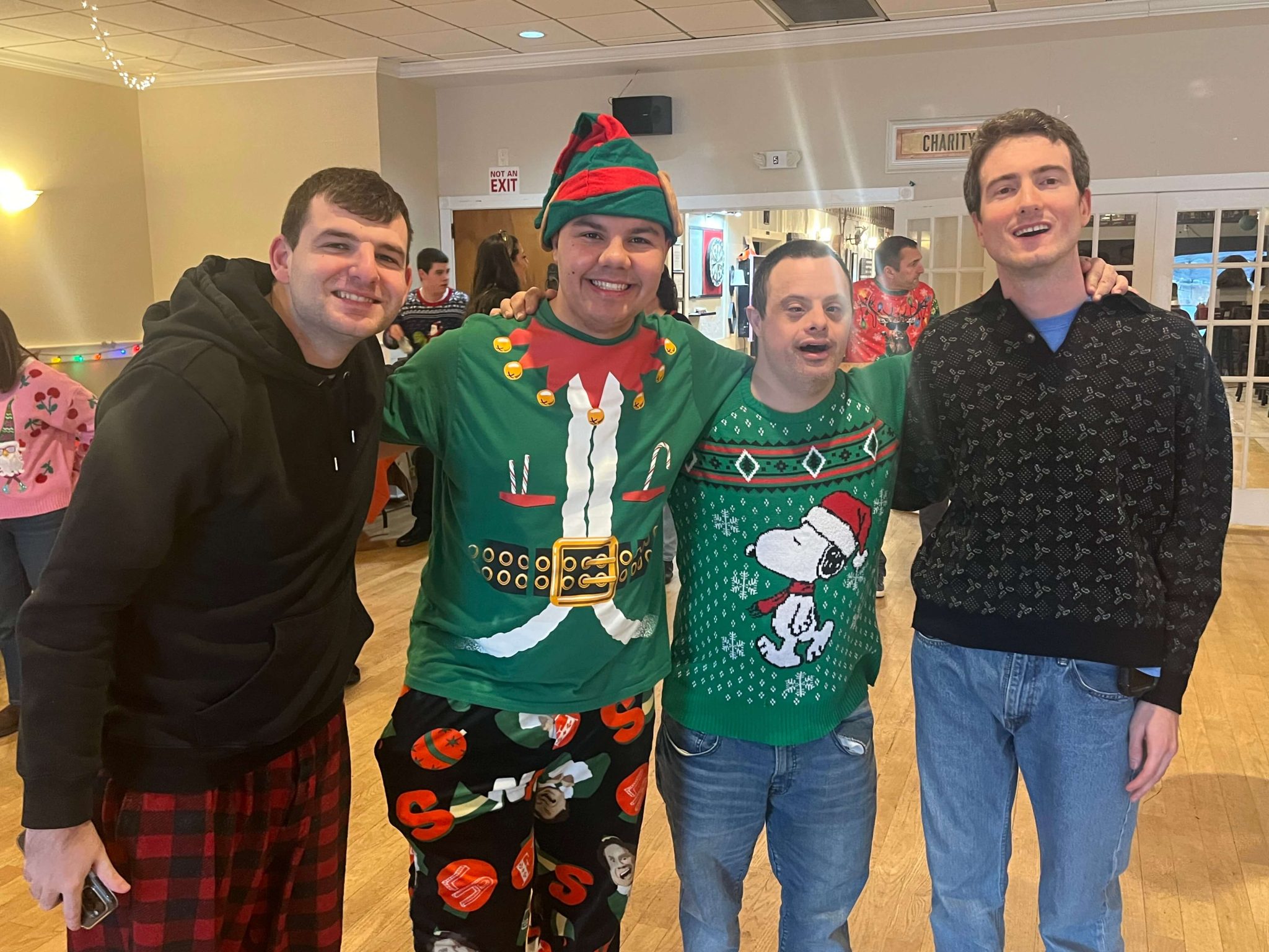 People with special needs at the iStrive Community's "Ugly Sweater Event."