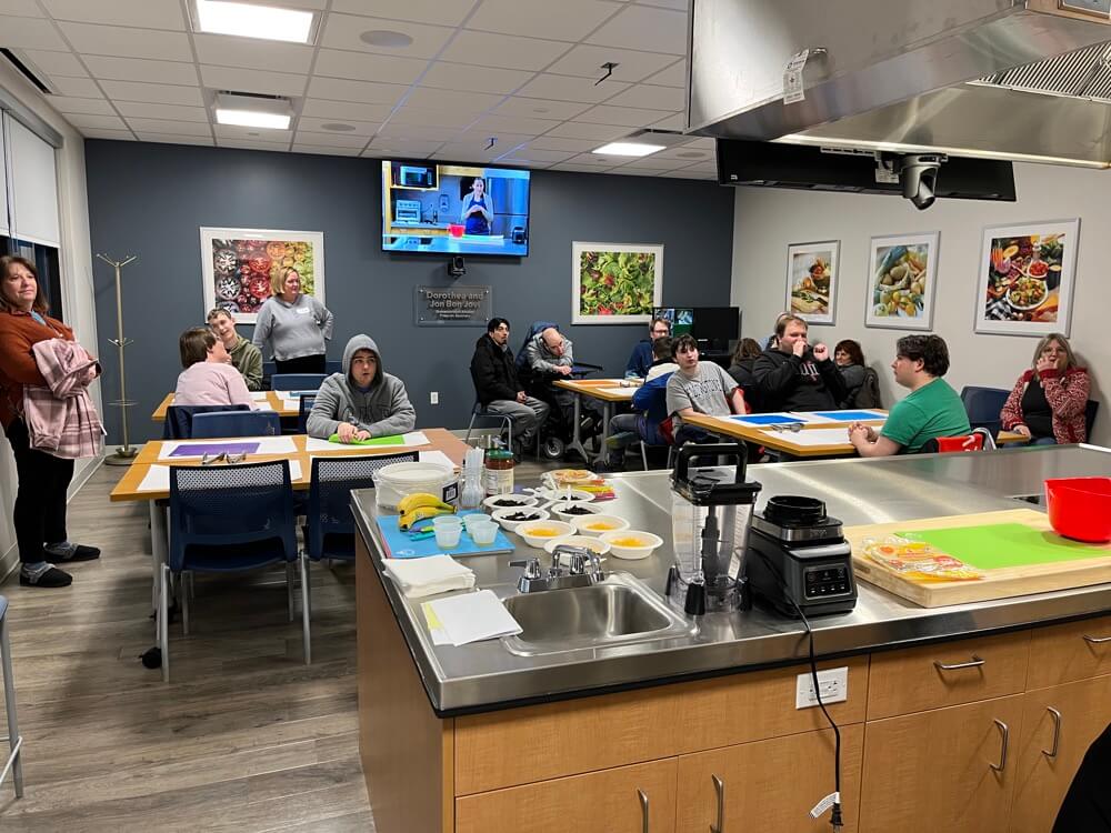 People with special needs at the iStrive Community's "Healthy Eating" event.