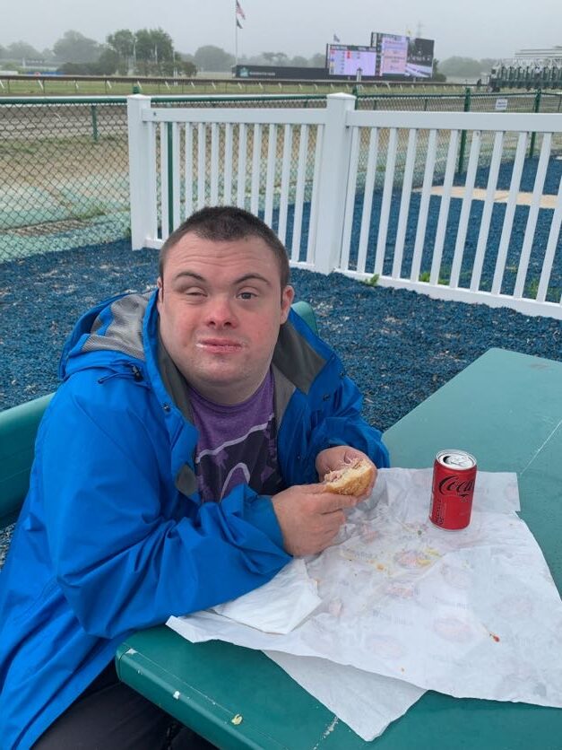 People with special needs at the iStrive Community's "Monmouth Race Track" event.