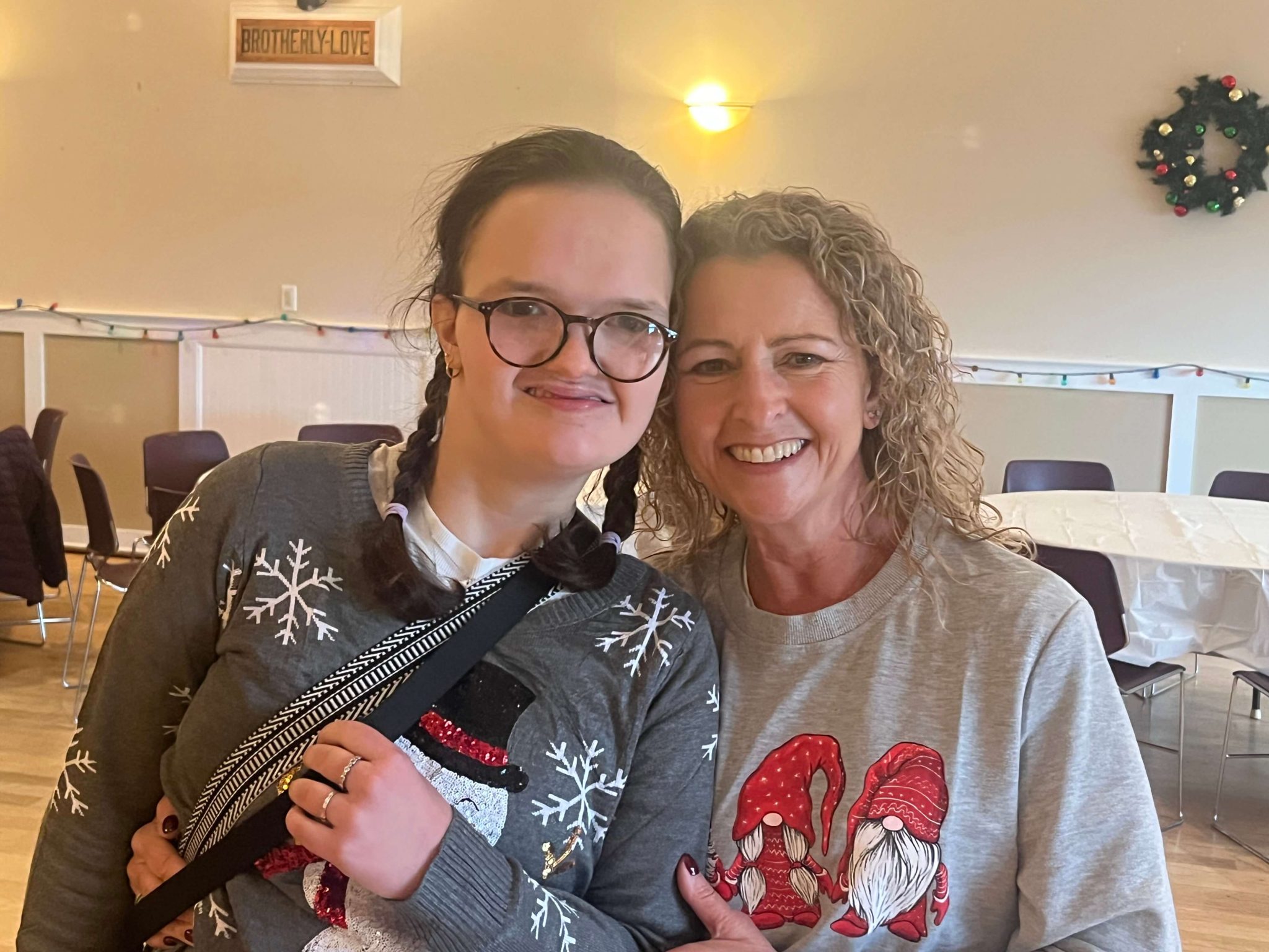 People with special needs at the iStrive Community's "Ugly Sweater Event."