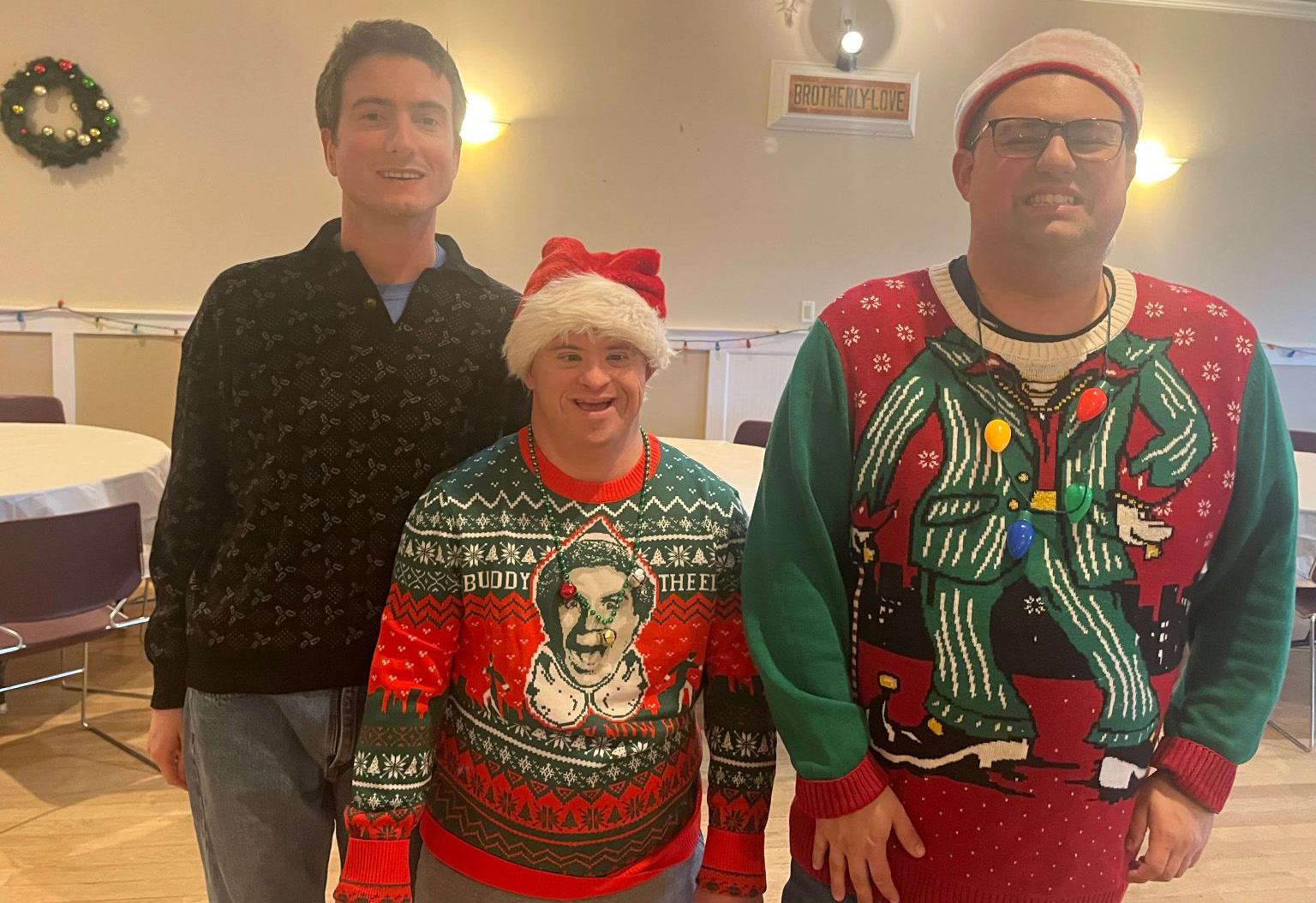 People with special needs at the iStrive Community's "Ugly Sweater Event."