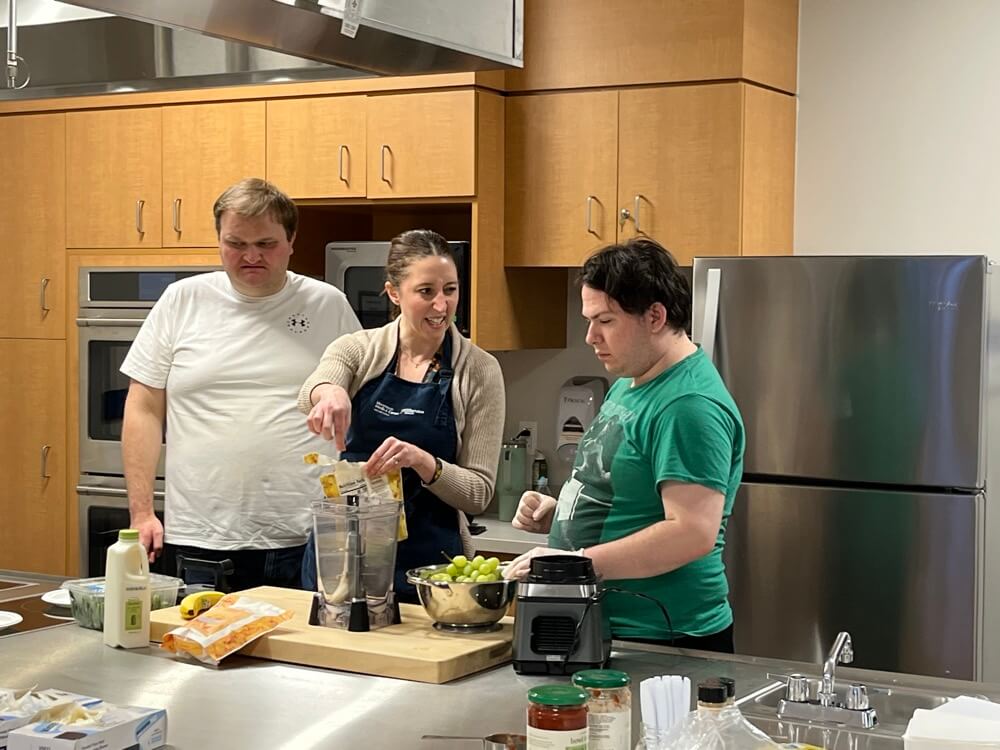 People with special needs at the iStrive Community's "Healthy Eating" event.