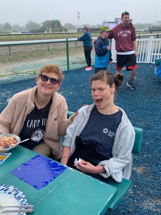 People with special needs at the iStrive Community's "Monmouth Race Track" event.