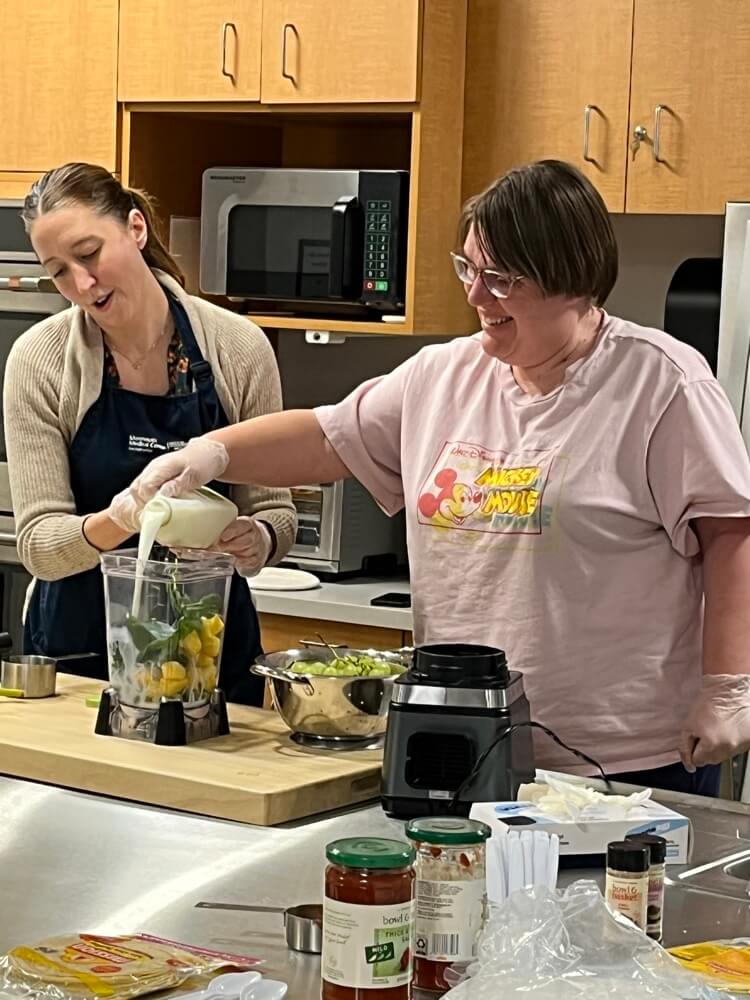 People with special needs at the iStrive Community's "Healthy Eating" event.