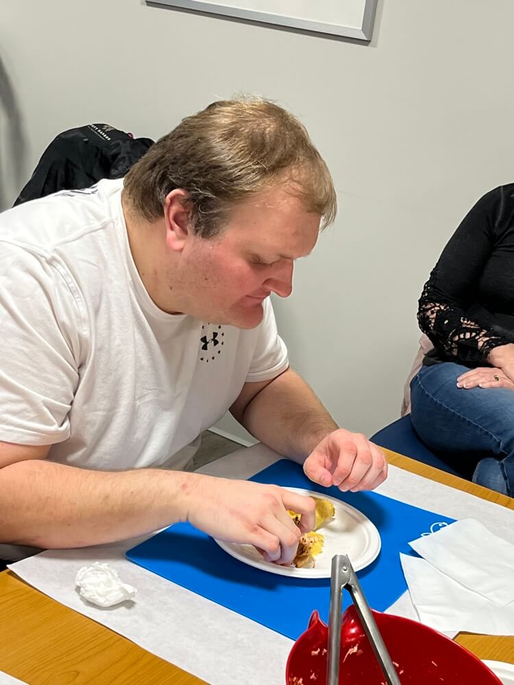 People with special needs at the iStrive Community's "Healthy Eating" event.