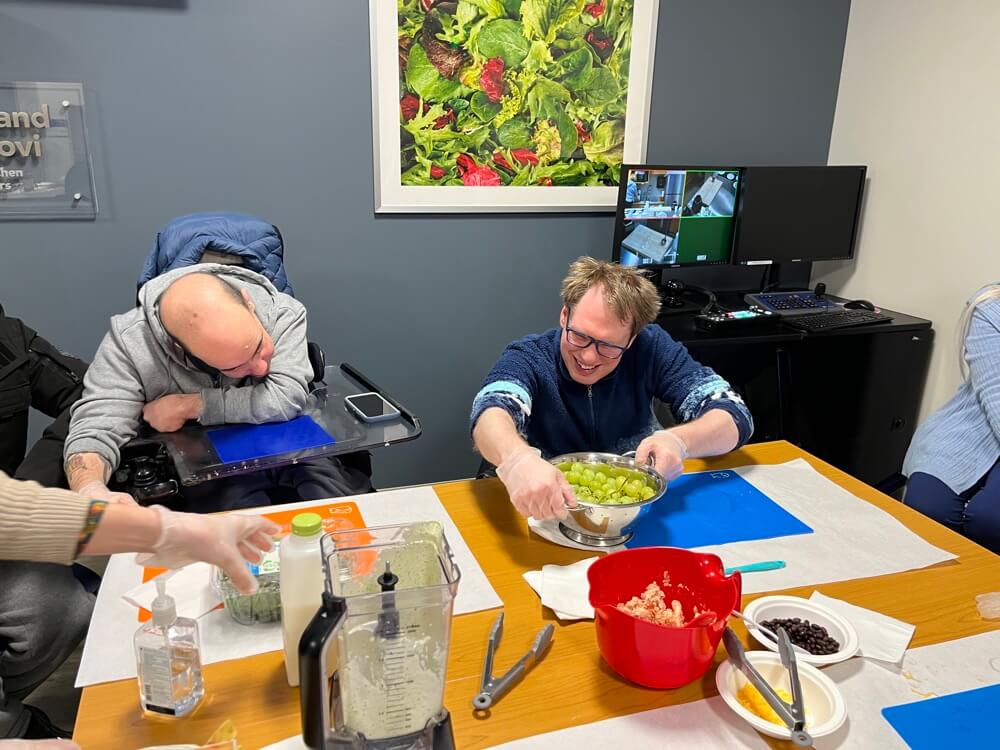 People with special needs at the iStrive Community's "Healthy Eating" event.