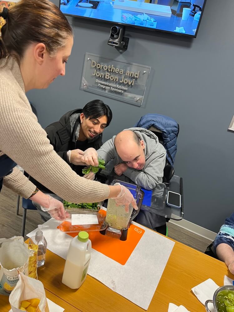 People with special needs at the iStrive Community's "Healthy Eating" event.