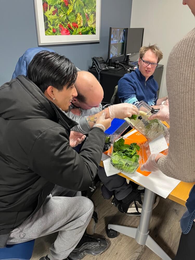 People with special needs at the iStrive Community's "Healthy Eating" event.