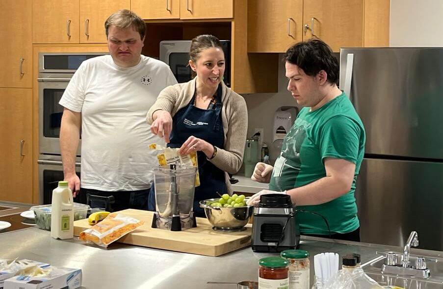 People with special needs at the iStrive Community's "Healthy Eating" event.
