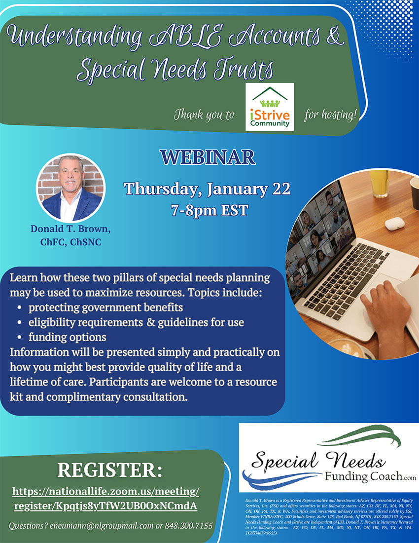 Flyer for Webinar- Understanding Able Accounts and Special Needs Trusts
